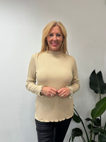 Stone Ribbed Flute Neck Top Charlotte